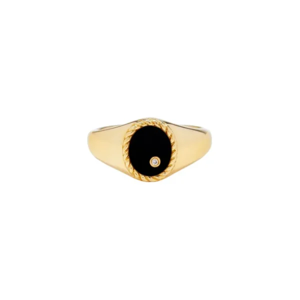Yvonne Léon Baby Chevalier Oval Onyx Signet Ring