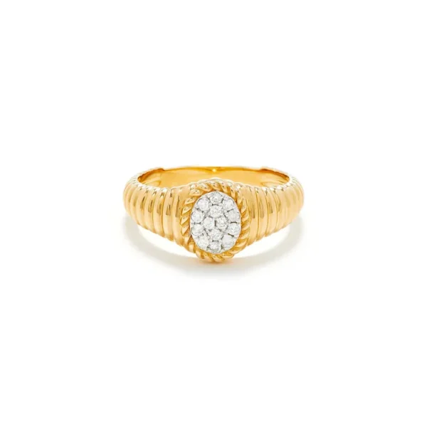 Yvonne Léon Baby Oval Diamond Chevaliere Ring