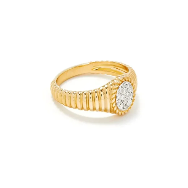 Yvonne Léon Baby Oval Diamond Chevaliere Ring