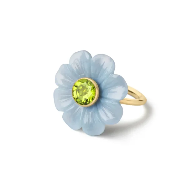 Sophie Joanne Big Daisy Blue Opal & Peridot Flower Ring