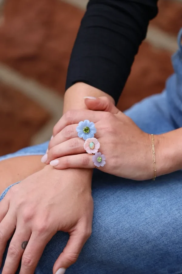 Sophie Joanne Big Daisy Blue Opal & Peridot Flower Ring