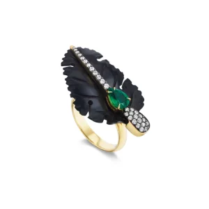 Silvia Furmanovich Black Carved Feather Ring