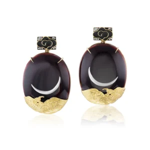 Silvia Furmanovich Black Lacquer East to West Moon Earrings