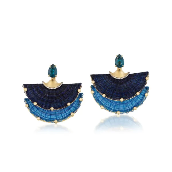 Silvia Furmanovich Blue Double Fan Horse Mane Earrings