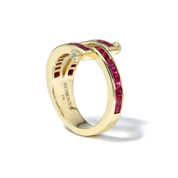 Retrouvai Carre Cut Ruby Magna Ring