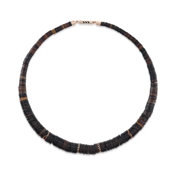 Dezso Classic Chocolate Shell & Coco Shark Fin Puka Necklace