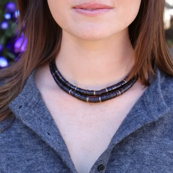 Dezso Classic Chocolate Shell & Coco Shark Fin Puka Necklace