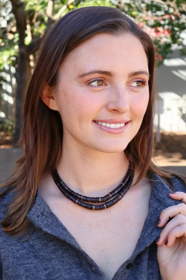 Dezso Classic Chocolate Shell & Coco Shark Fin Puka Necklace