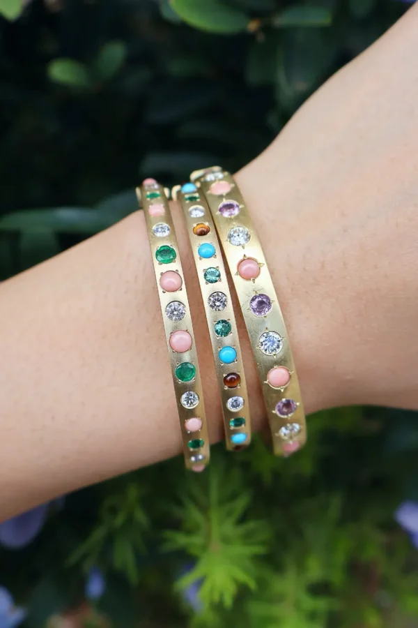 Jenna Blake Coral, Emerald & Diamond Gypsy Bangle