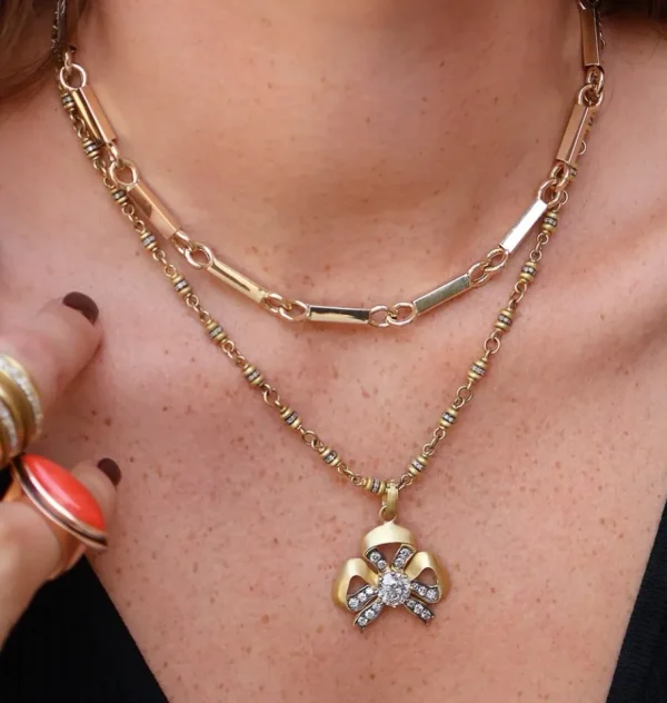 Sylva & Cie Diamond & Gold Rondelle Confetti Chain