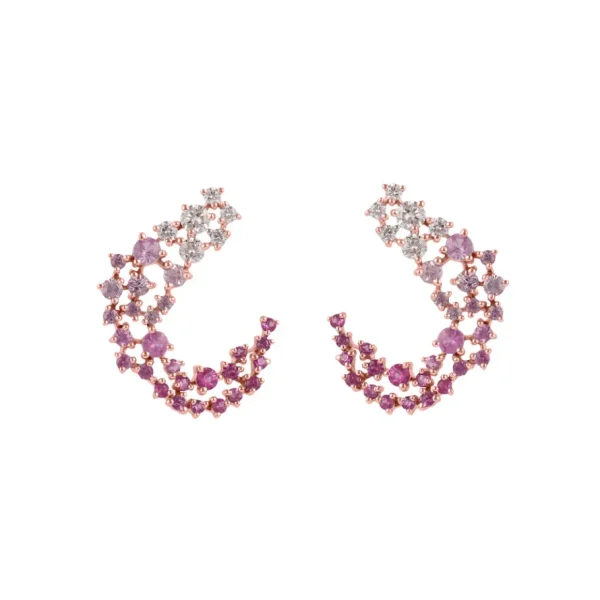 Ananya Diamond & Pink Ombre Scatter Huggies