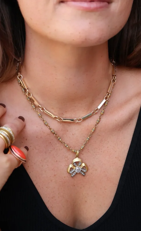 Sylva & Cie Diamond Bow Pendant