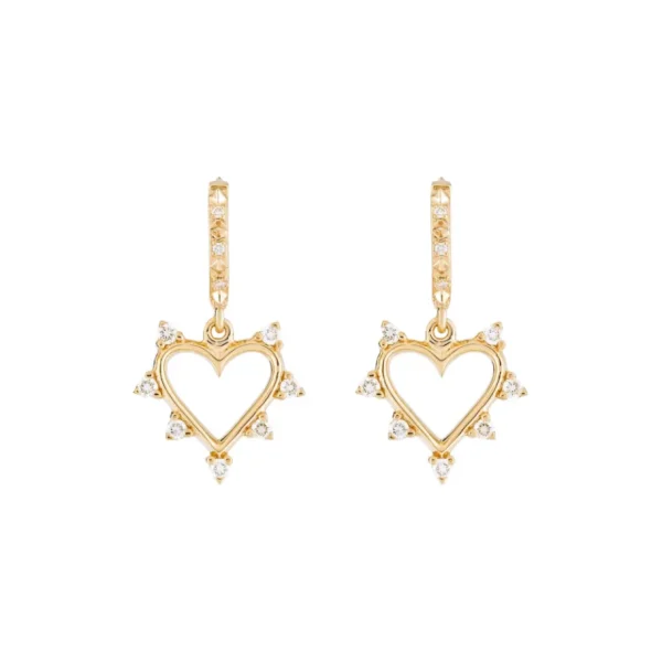 Marlo Laz Diamond Open Heart Earrings