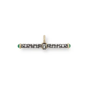 Lucy Delius Diamond T-Bar Pendant with Emeralds