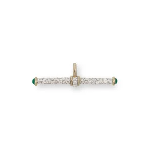 Lucy Delius Diamond T-Bar Pendant with Emeralds