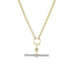 Lucy Delius Diamond T-Bar Pendant with Anchor