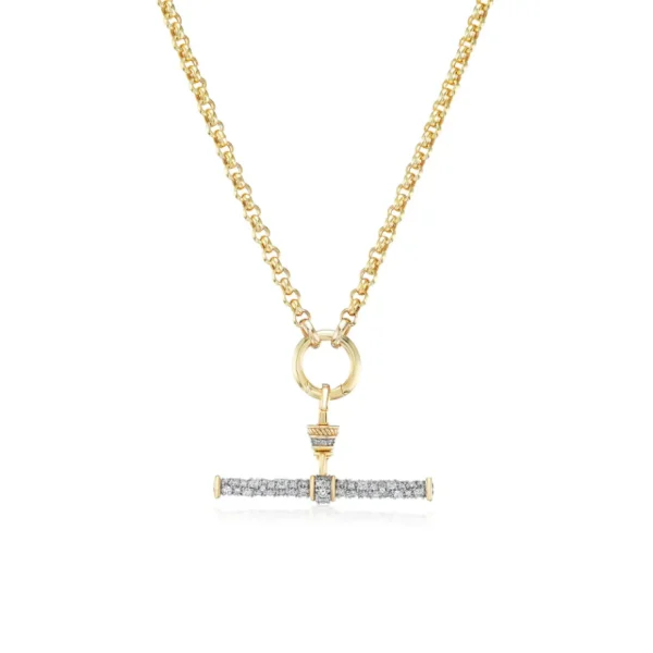 Lucy Delius Diamond T-Bar Pendant with Anchor