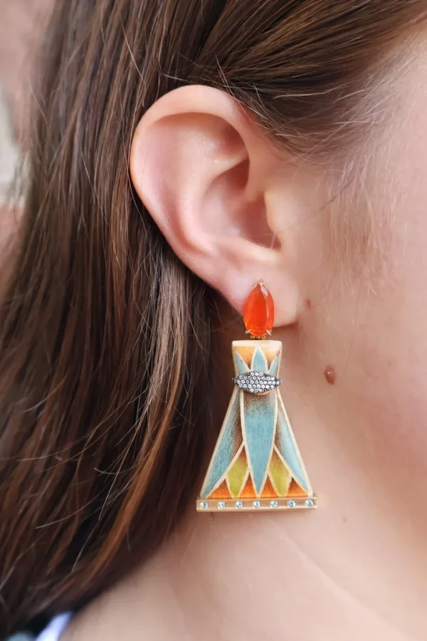 Silvia Furmanovich Egypt Fire Opal Marquetry Earrings