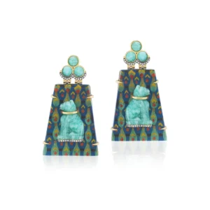 Silvia Furmanovich Egypt Marquetry & Ammonite Bastet Earrings