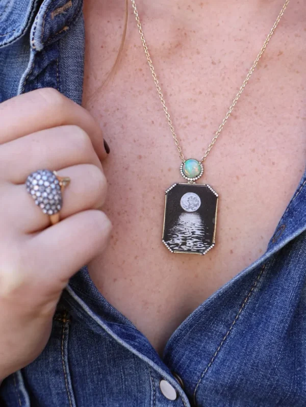 Silvia Furmanovich Egypt Moon Reflection Miniature Painting Necklace