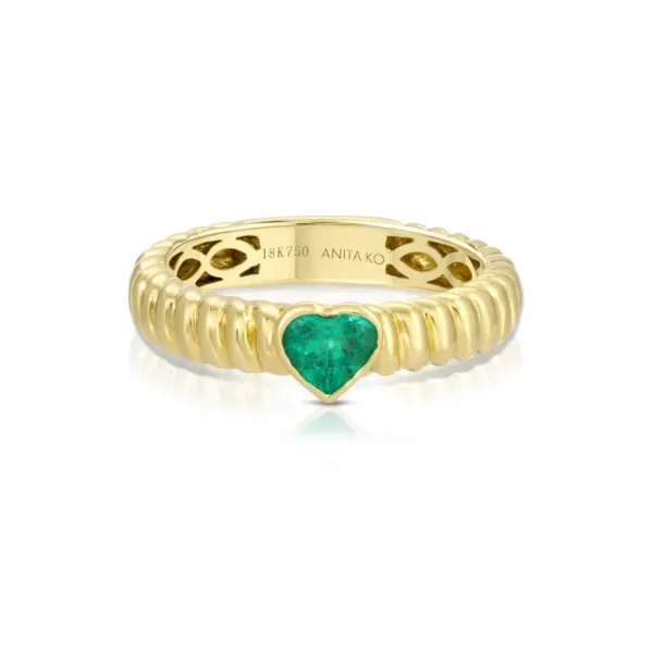 Anita Ko Emerald Heart Thin Zoe Ring