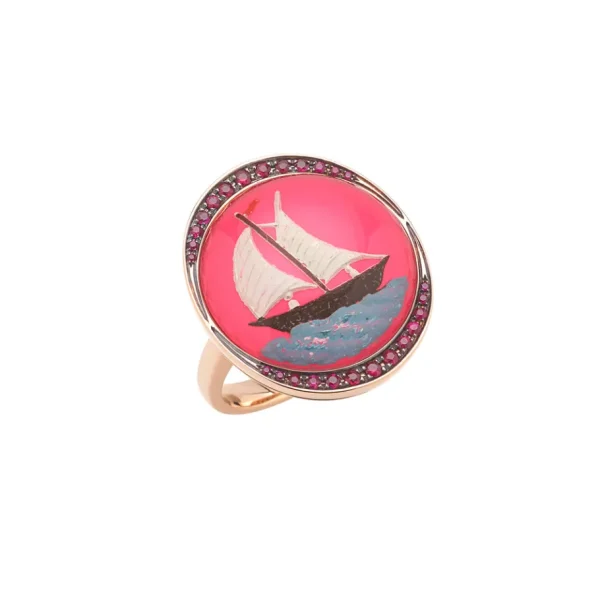 Francesca Villa Fluorescent Pink Sailboat Ring