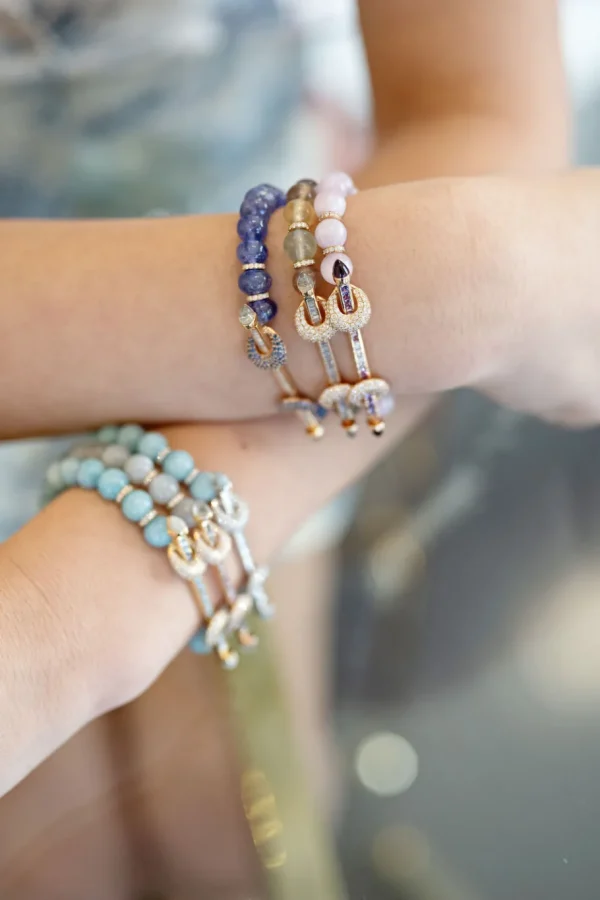Ananya Fluorite & Diamond Baguette Chakra Bracelet