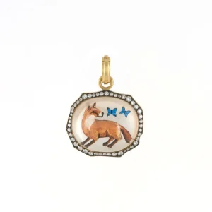 Sylva & Cie Fox with Butterflies Pendant