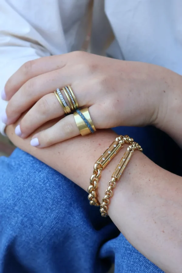 Sylva & Cie French Cut & Round Diamond Spiral Ring