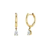 Anita Ko Gold Huggies with Pear Diamond Drops