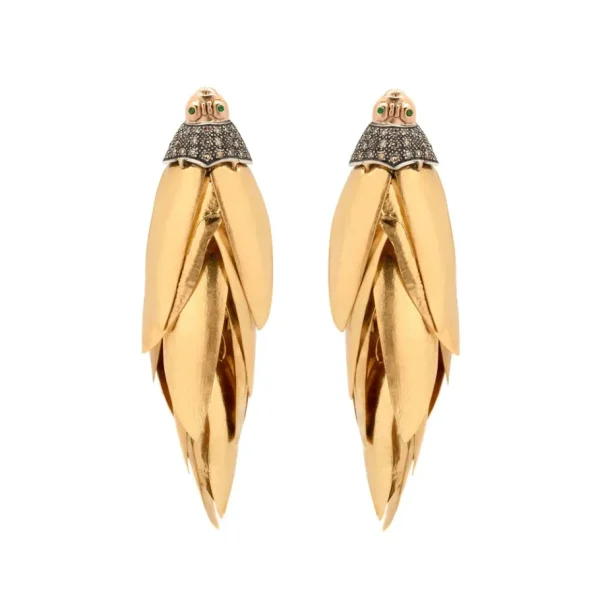 Bibi Van Der Velden Gold Scarab Bunch Earring