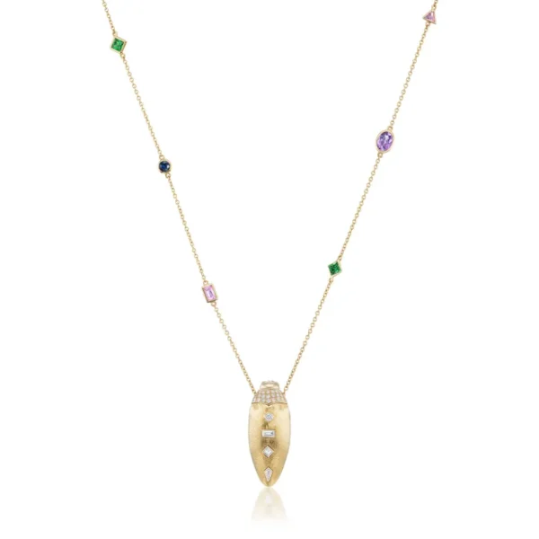 Bibi Van Der Velden Golden Wing Scarab Pop Art Necklace