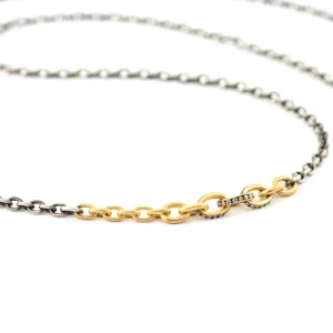 Sylva & Cie Graduated Silver & Gold Link Necklace