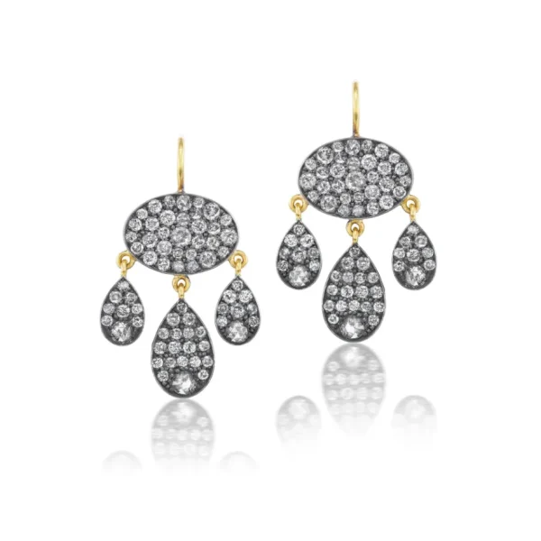 Sylva & Cie Grey Diamond Baby Dangle Earrings