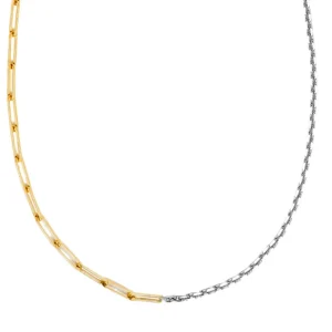 Yvonne Léon Half Paperclip and Half Rolo Necklace