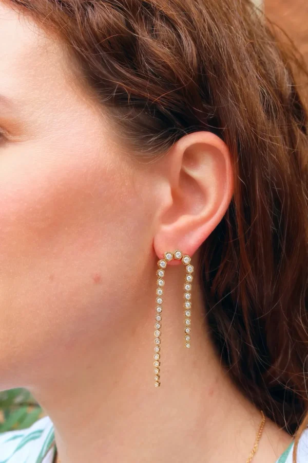 Tiny Gods Hex Double Drop Diamond Earrings
