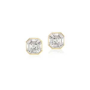 Tiny Gods Illusion Asscher Cut Diamond Studs