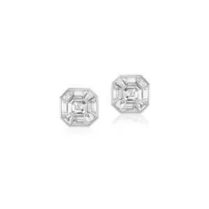 Tiny Gods Illusion Asscher Cut Diamond Studs
