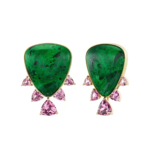 Emily P. Wheeler Jade-albite & Pink Tourmaline Hourglass Earrings