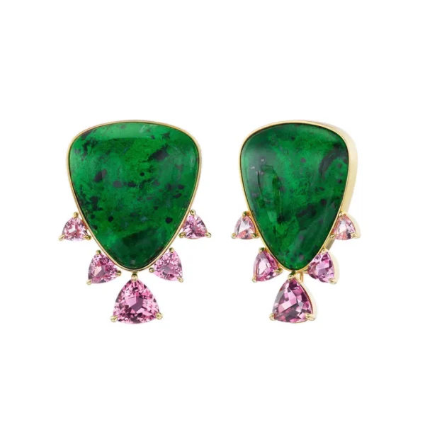 Emily P. Wheeler Jade-albite & Pink Tourmaline Hourglass Earrings