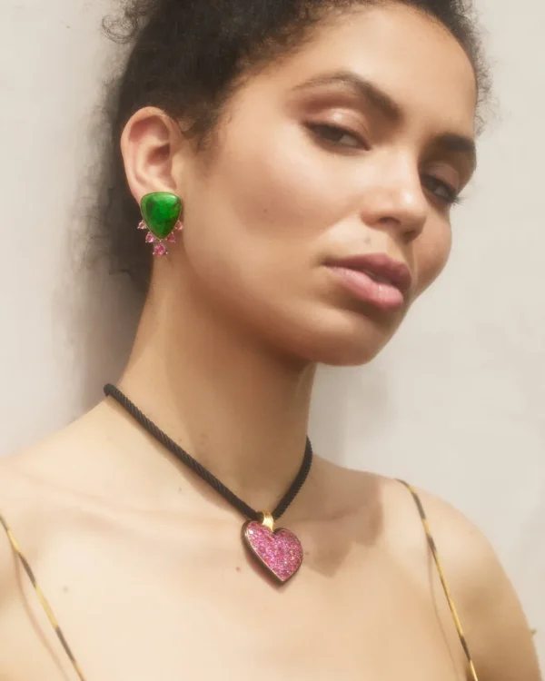 Emily P. Wheeler Jade-albite & Pink Tourmaline Hourglass Earrings