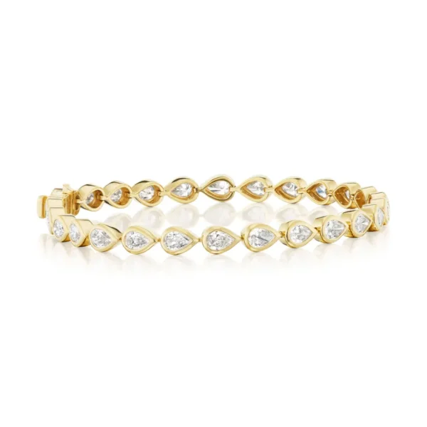 TinyGods 18KY Pear-Shaped Diamond Tennis Bracelet