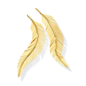 Cadar Large Feather Drop Earrings