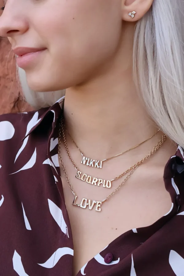 Marlo Laz Large "LOVE" Nameplate Necklace