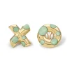 Retrouvai Large Polka Dot XO Earrings in Green Turquoise