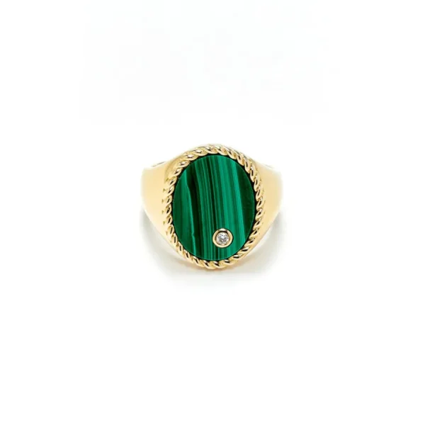 Yvonne Léon Malachite Chevaliere Signet Ring