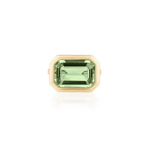 Goshwara Manhattan' Prasiolite Emerald Cut Bezel Set Ring