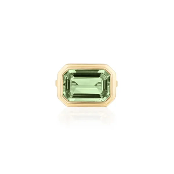 Goshwara Manhattan' Prasiolite Emerald Cut Bezel Set Ring