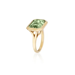 Goshwara Manhattan' Prasiolite Emerald Cut Bezel Set Ring
