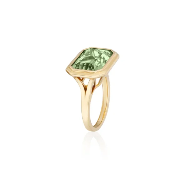 Goshwara Manhattan' Prasiolite Emerald Cut Bezel Set Ring